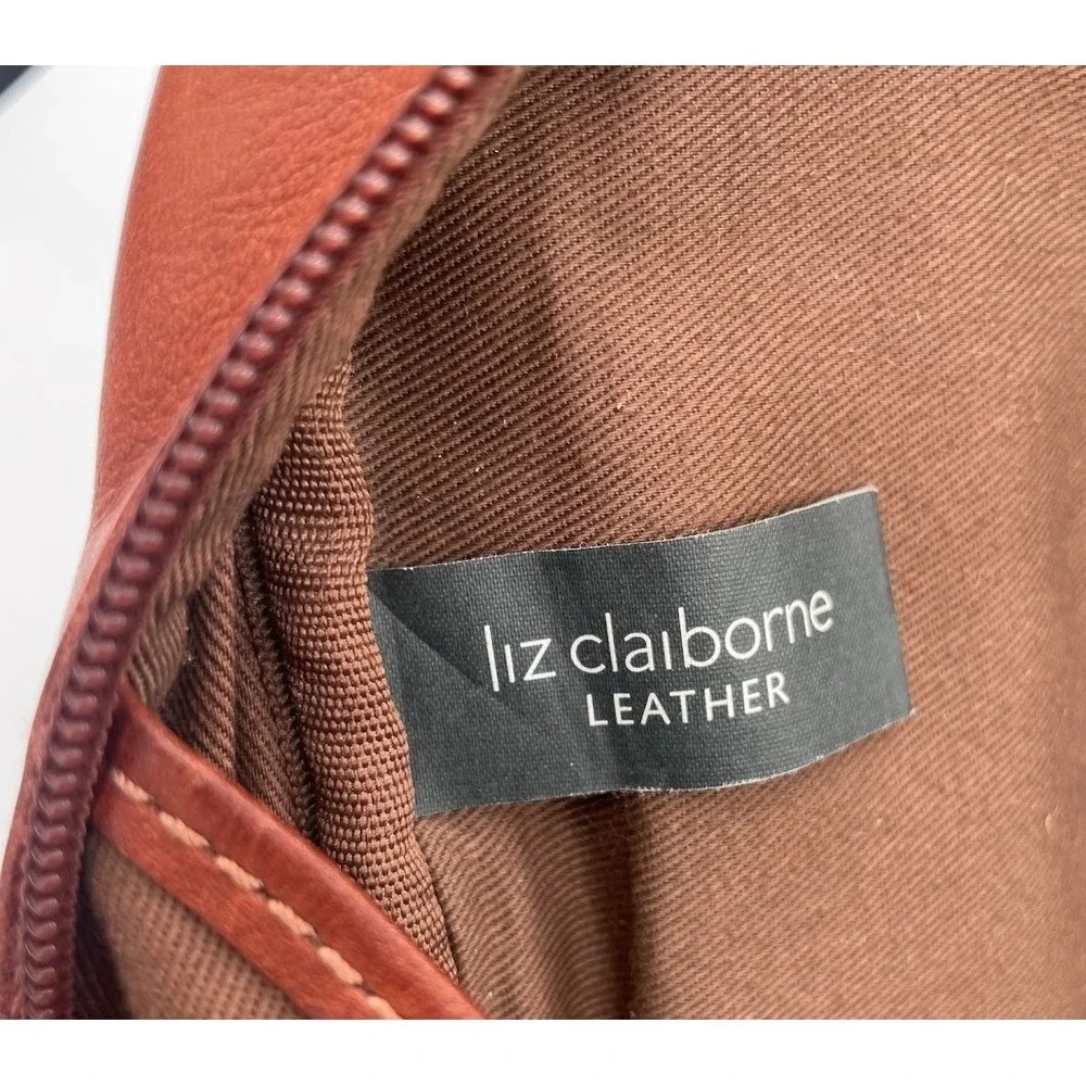 Liz Claiborne Brown Genuine Leather Laptop Briefcase Work Tote Bag